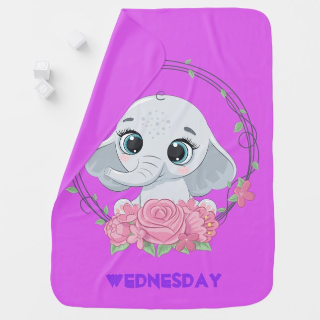 Cute Elephant Wednesday  Baby Blanket (In Situ)