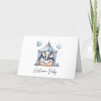 Cute Elephant Welcome Baby Greeting Card by PinkOwlPartyStudio at Zazzle