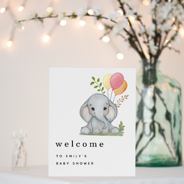 Cute Elephant Welcome to Baby Shower Pink Foam Board (In Situ (Wedding))