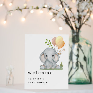 Cute Elephant Welcome to Baby Shower Yellow Foam Board