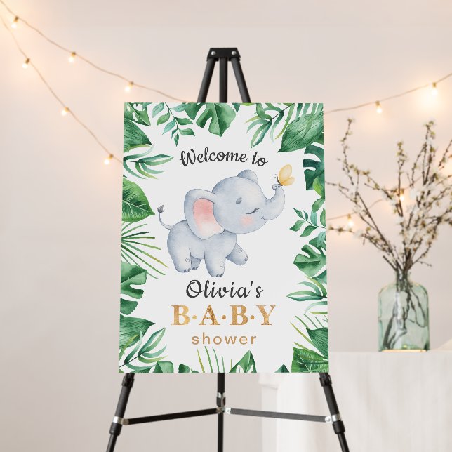 Cute Elephant Wild Baby Shower Welcome Foam Board (In Situ (Stand))