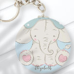 Cute Elephant with a Bow Add Your Name Keychain<br><div class="desc">Design is composed of a cute baby elephant with a blue bow. Add your name.

Available here:
http://www.zazzle.com/store/selectpartysupplies</div>