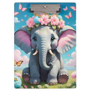 Cute Elephant with a flower crown Clipboard