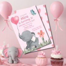Cute Elephant with Ballon Birthday Party 