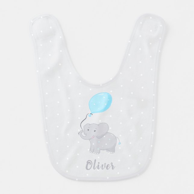 Cute Elephant with Balloon Baby Bib (Front)