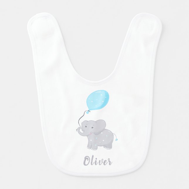 Cute Elephant with Balloon Baby Bib (Front)