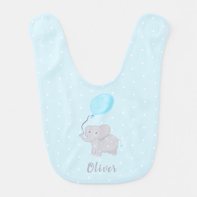 Cute Elephant with Balloon Baby Bib (Front)