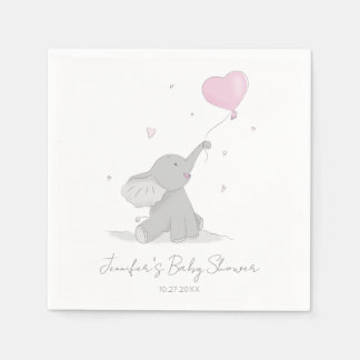 Cute Elephant with Balloon Baby Shower Napkins