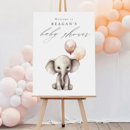 Cute Elephant with Balloons Bridal Shower Welcome  Foam Board
