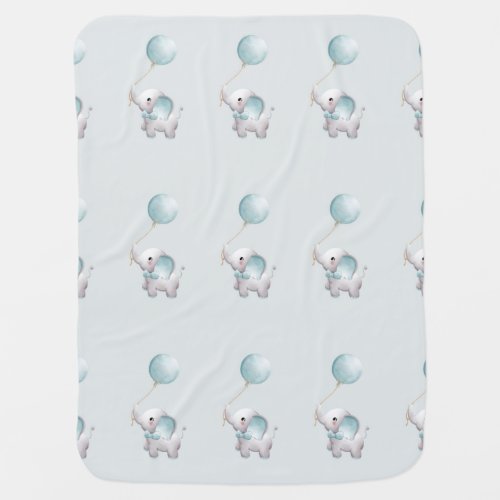 Cute elephant with baloon  baby blanket