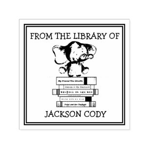 Cute Elephant With Books From The Library Of Child Self-inking Stamp