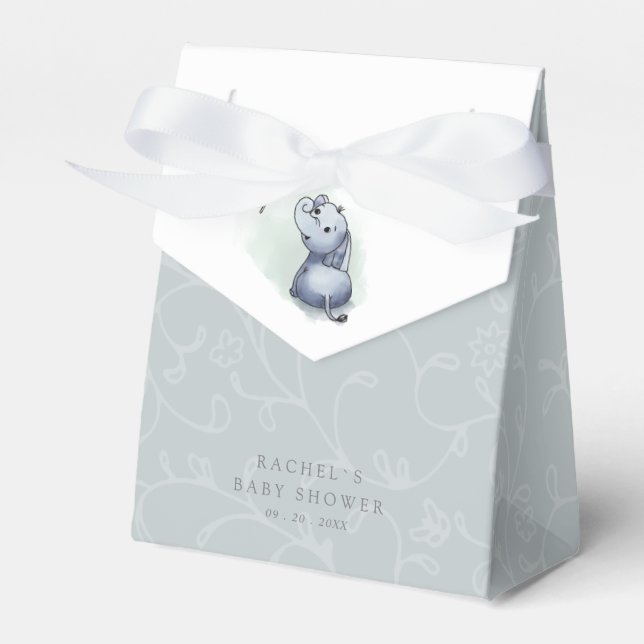 cute elephant with butterfly baby shower favor boxes (Front Side)