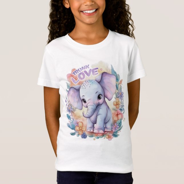 cute elephant with colorful flowers T-Shirt (Front)