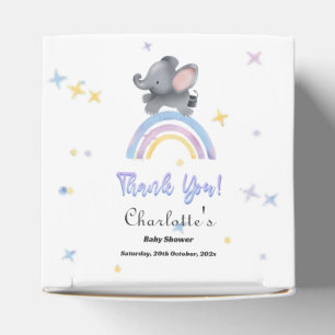 Cute Elephant with Colorful Rainbow Baby Shower Favor Boxes