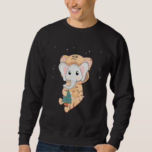 Cute Elephant With Funny Tiger Pajama And Christma Sweatshirt