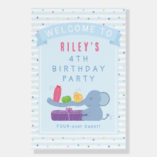 Cute Elephant with Gifts Birthday Welcome Sign