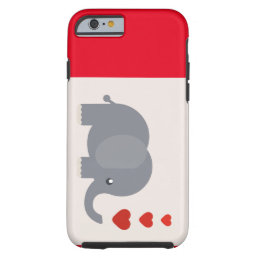 Cute elephant with hearts whimsical love tough iPhone 6 case