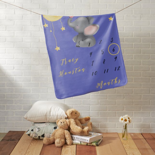 Cute Elephant With Little Butterfly Baby Blanket (In Situ)