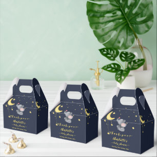 Cute Elephant With Little Butterfly Baby Shower Favor Boxes