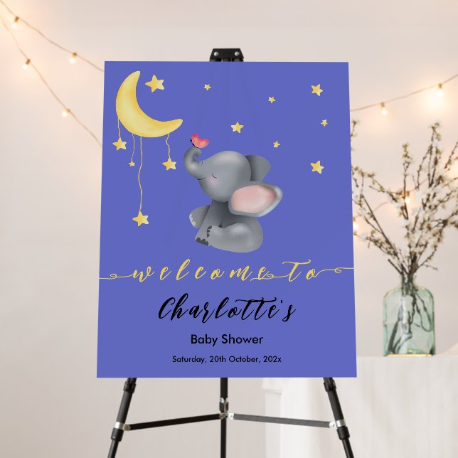 Cute Elephant With Little Butterfly Baby Shower Foam Board (In Situ (Stand))