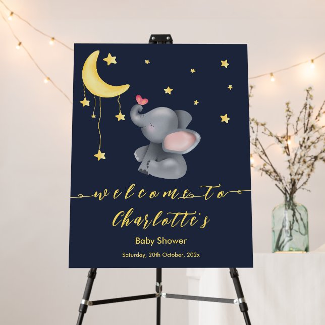 Cute Elephant With Little Butterfly Baby Shower Foam Board (In Situ (Stand))