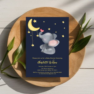 Cute Elephant With Little Butterfly Baby Shower Invitation