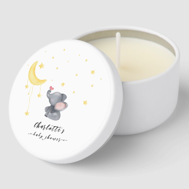 Cute Elephant With Little Butterfly Baby Shower Mini Candle Favors (Corner)