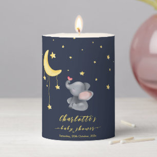 Cute Elephant With Little Butterfly Baby Shower Pillar Candle