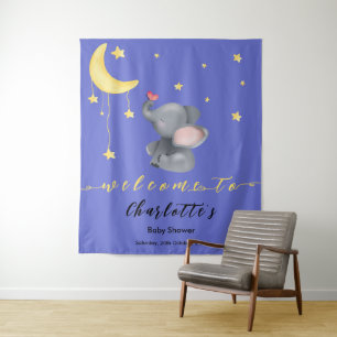 Cute Elephant With Little Butterfly Baby Shower Tapestry