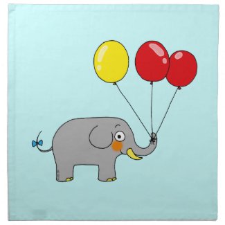 Cute elephant with party balloons printed napkin 