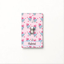 Cute elephant with pink heart balloon light switch cover