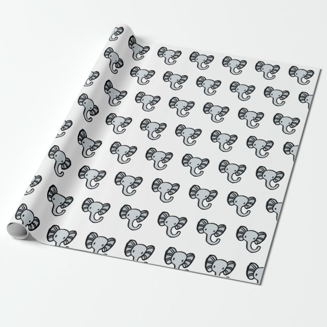 Cute elephant wrapping paper (Unrolled)