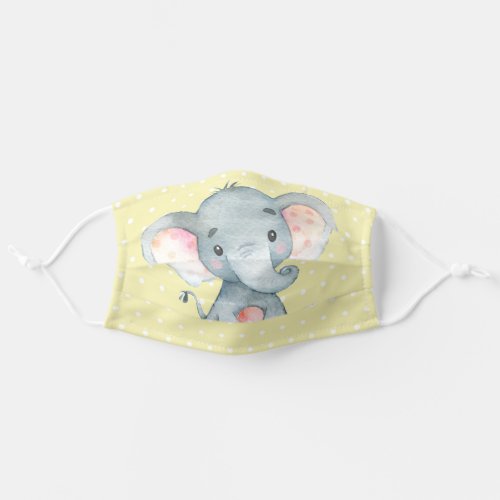 Cute Elephant Yellow and Gray Cloth Face Mask