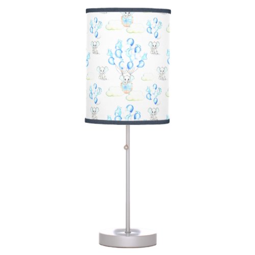 Cute Elephants Balloons  Clouds Baby Boy Pattern Table Lamp
