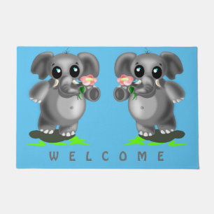 Cute Elephants Doormat