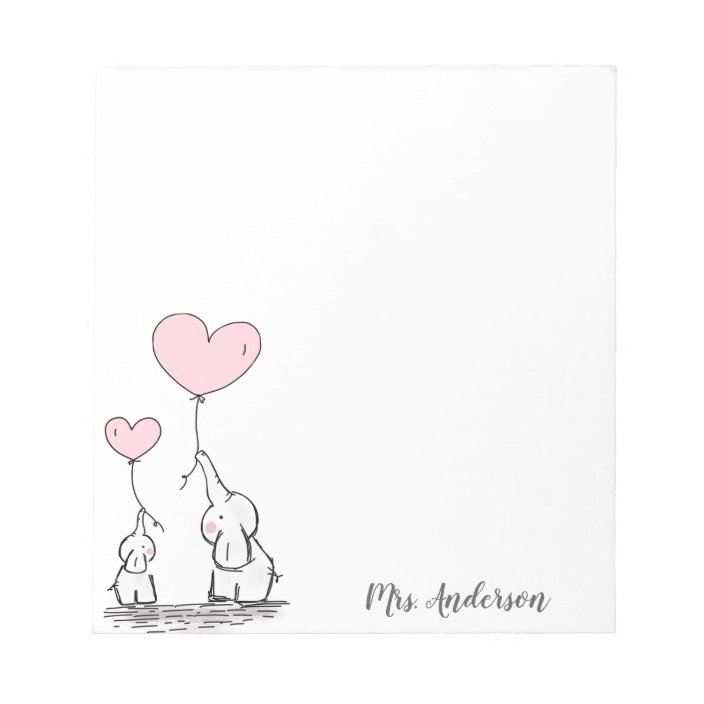 Cute Elephants Holding Heart Shaped Balloons Notepad Zazzle Com