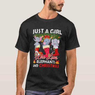 Cute Elephants In Socks For Girl Christmas Matchin T-Shirt