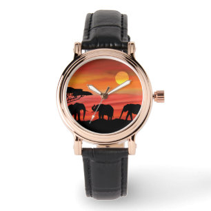 Cute Elephants in the Serengeti Sunset Watch