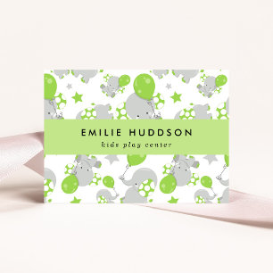 Cute Elephants, Kids Play Center, Activity Center Business Card