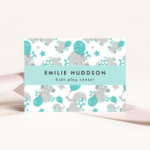 Cute Elephants, Kids Play Center, Activity Center Business Card