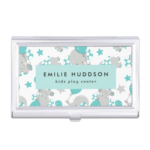 Cute Elephants Kids Play Center Activity Center Business Card Case