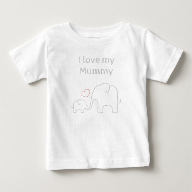 Cute elephants love my mom baby tshirt (Front)