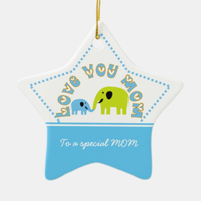 Cute Elephants Mother Child Mother's Day gift Ceramic Ornament (Front)