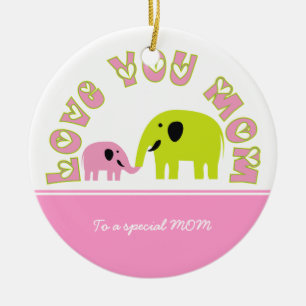 Cute Elephants Mother Child Mother's Day gift Ceramic Ornament