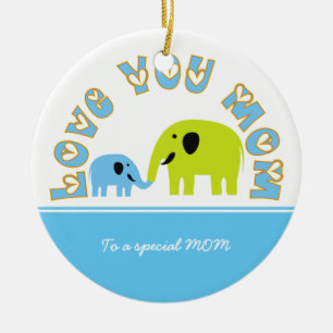 Cute Elephants Mother Child Mother's Day gift Ceramic Ornament