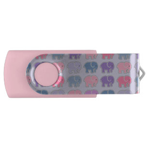 Cute Elephants Pattern Flash Drive