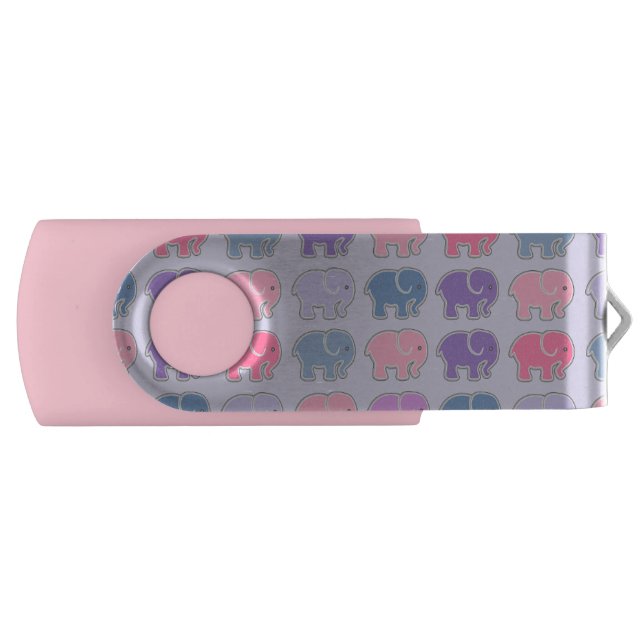 Cute Elephants Pattern Flash Drive (Front)