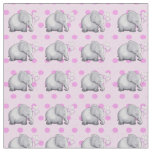 Cute Elephants Pink Polka Dots Baby Girl&#39;s Fabric