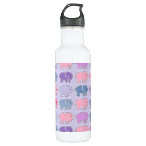 Cute Elephants Purple Pattern Stainless Steel Water Bottle