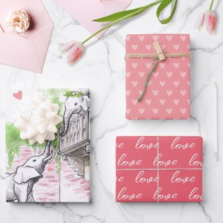 Cute Elephants Romeo and Juliet Romantic Love Pink